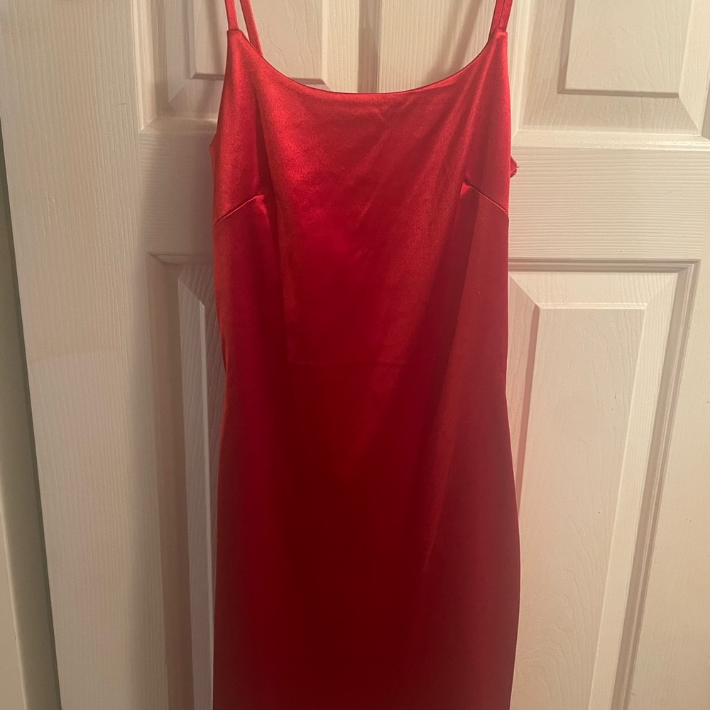 Mini red silk dress